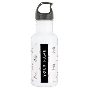 Red Roses, Pattern Of Roses, Your Name 532 Ml Water Bottle
