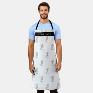 Red Roses, Pattern Of Roses, Your Name Apron