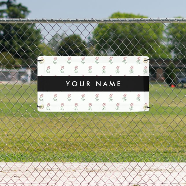 Red Roses, Pattern Of Roses, Your Name Banner (Insitu)