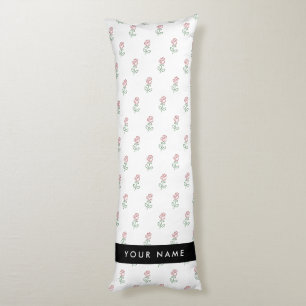 Red Roses, Pattern Of Roses, Your Name Body Cushion