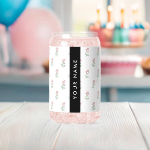 Red Roses, Pattern Of Roses, Your Name Can Glass