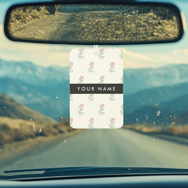 Red Roses, Pattern Of Roses, Your Name Car Air Freshener (Creator Uploaded)