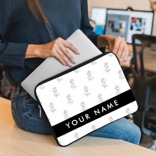 Red Roses, Pattern Of Roses, Your Name Laptop Sleeve