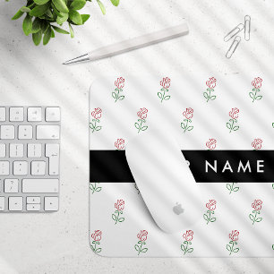 Red Roses, Pattern Of Roses, Your Name Mouse Pad
