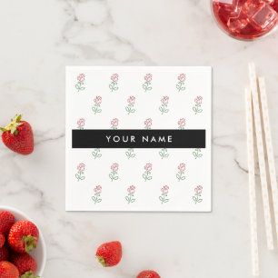 Red Roses, Pattern Of Roses, Your Name Napkin