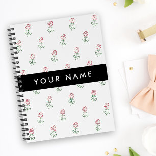 Red Roses, Pattern Of Roses, Your Name Notebook