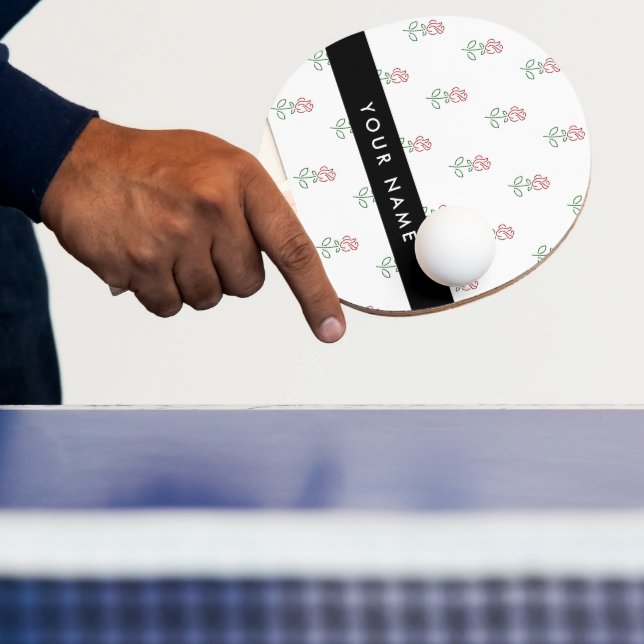Red Roses, Pattern Of Roses, Your Name Ping Pong Paddle (Insitu)