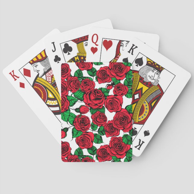 Red roses pattern playing cards (Back)