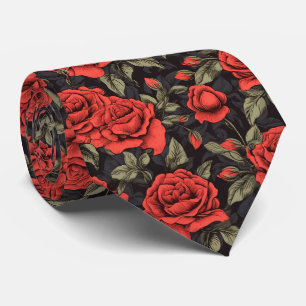 red roses pattern tie