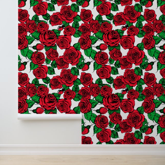 Red roses pattern tie wallpaper (Application)