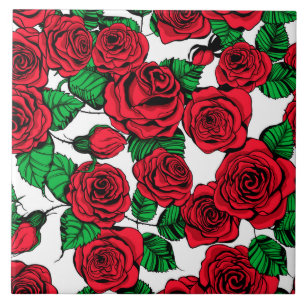 Red roses pattern tile
