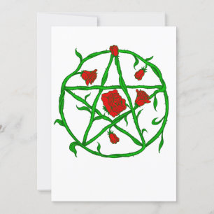 red roses pentagram goth gothic wiccan invitation