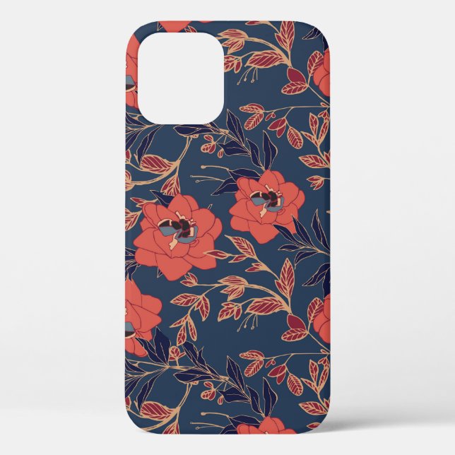 Red Roses Peonies Dark Background Case-Mate iPhone Case (Back)