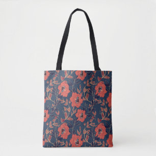 Red Roses Peonies Dark Background Tote Bag