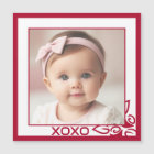 Red Roses Personalised Baby Photo Magnetic Card