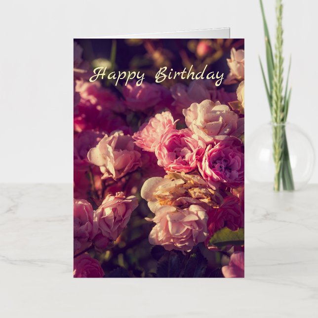 Red roses personalised  foil greeting card (Front)