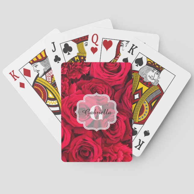 Red Roses Personalised Playing Cards (Back)