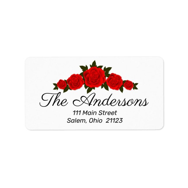 Red Roses Personalised Return Address Labels (Front)