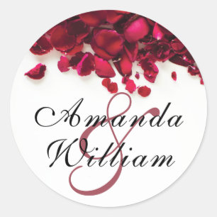 Red Roses Personalised Wedding Classic Round Sticker