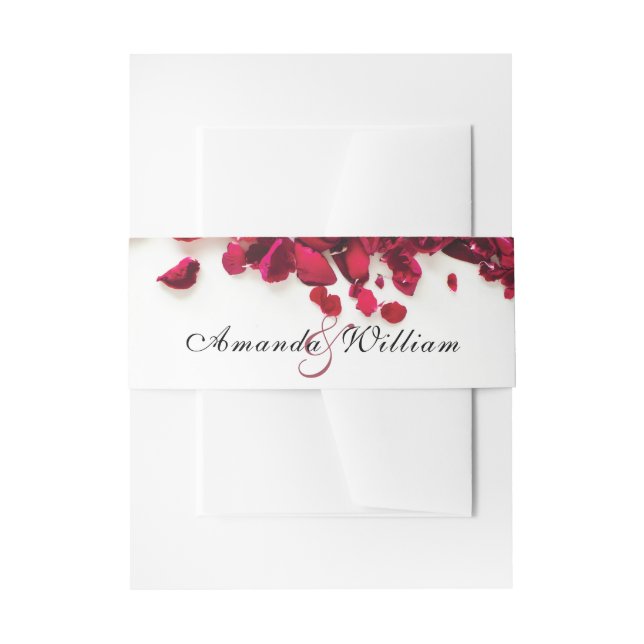 Red Roses Personalised Wedding Invitation Belly Band (Front Example)