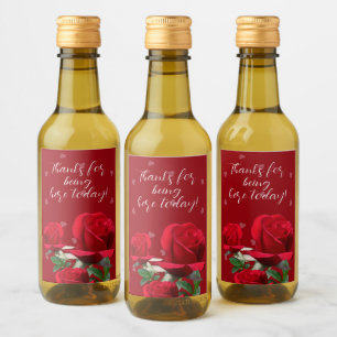 Red Roses Personalised Wedding Wine Label