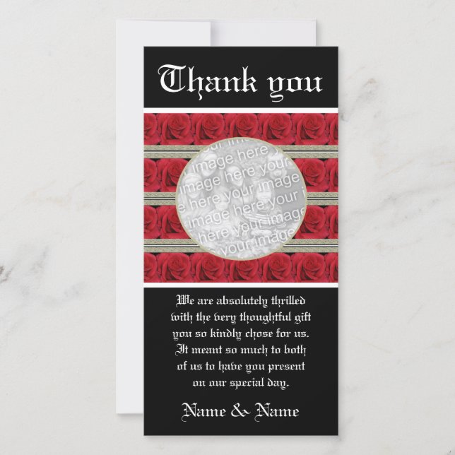 Red roses photo cards template - customisable (Front)