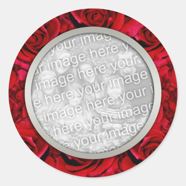Red roses photo stickers template - customisable (Front)