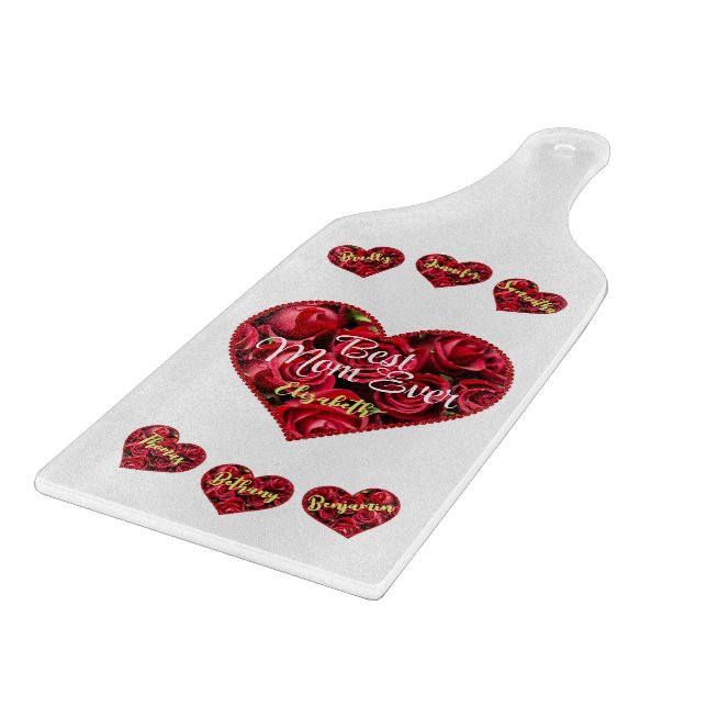 Red Roses Pretty Floral Modern Elegant Mothers Day Cutting Board (Corner)