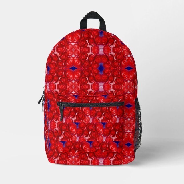 Red Roses Printed Backpack (Front)