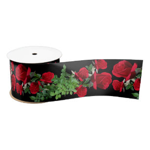 Red Roses Real Flowers Wedding Ribbon Satin Ribbon