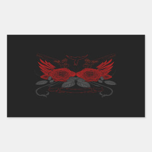 Red Roses Rectangular Sticker