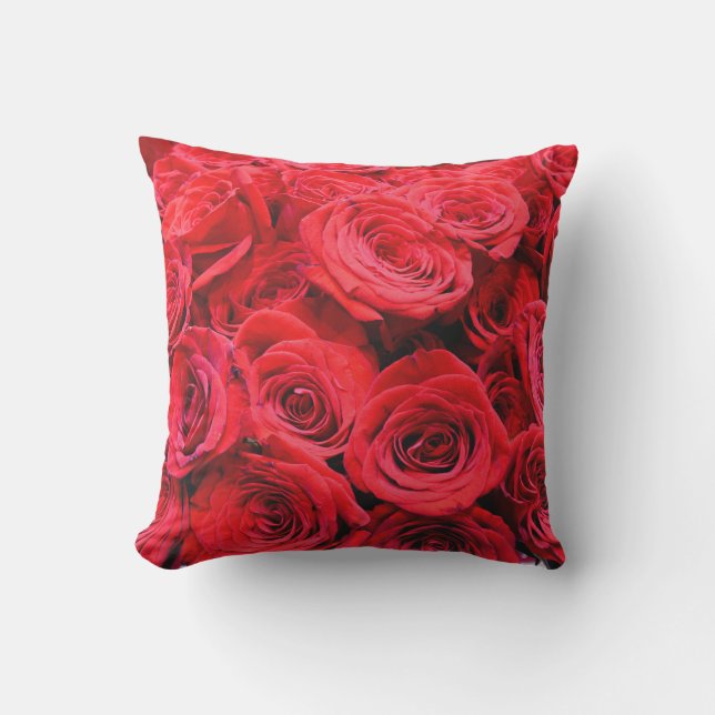Red Roses red floral red flowers Outdoor Cushion (Front)