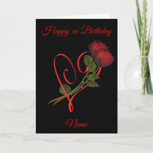 Red Roses Red Heart Personalised Birthday Card