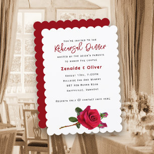Red Roses Rehearsal Dinner Invitation