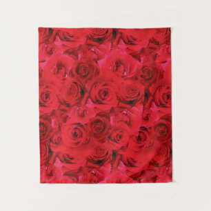 Red Roses Repeating Floral Pattern Tapestry