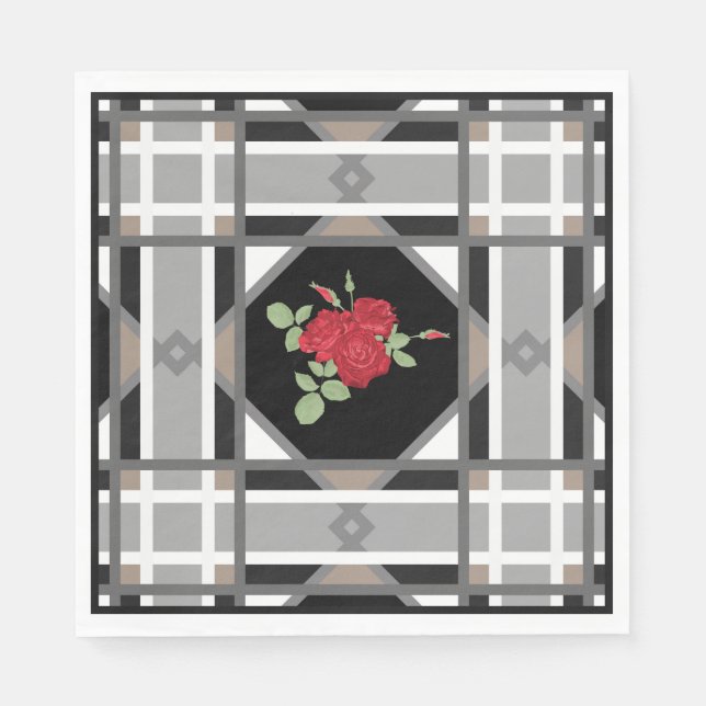 Red roses , retro napkin (Front)