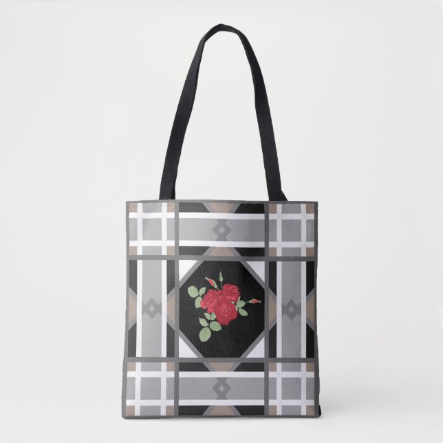 Red roses , retro tote bag (Front)