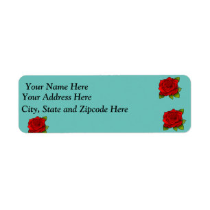 Red Roses Return Address Label
