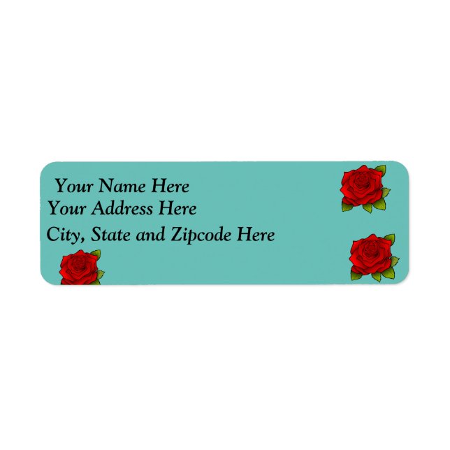 Red Roses Return Address Label (Front)