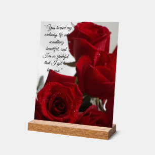 Red Roses Romantic Quote Acrylic Sign