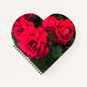 Red Roses Rosarium Heart shaped Notebook