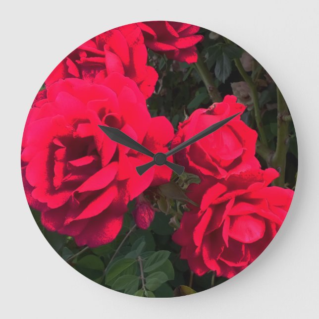 Red Roses Rosarium Large Clock (Front)