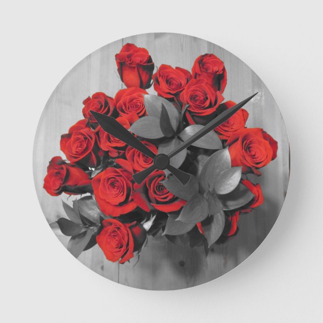 red roses round clock (Front)