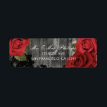 Red Roses Rustic Black Lace Wedding Favour Gift Return Address Label<br><div class="desc">Customise</div>