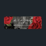Red Roses Rustic Black Lace Wedding Favour Gift Return Address Label<br><div class="desc">Customise</div>