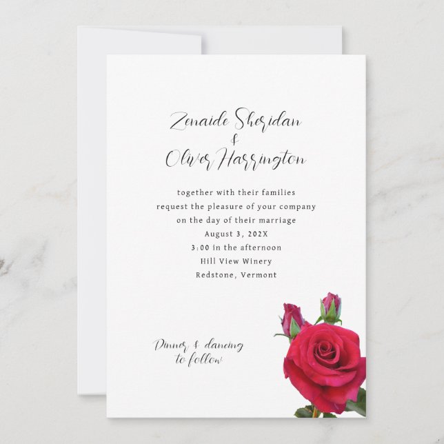 Red Roses Rustic Kraft Wedding Invitation (Front)