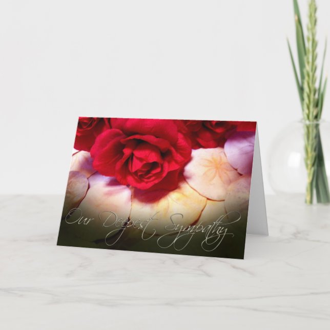 Red Roses Sand Dollars Deepest Sympathy Card (Front)