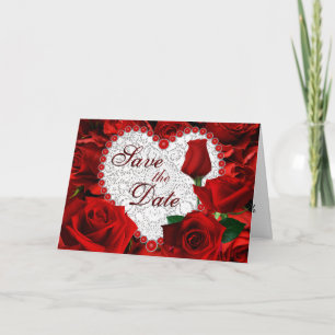 Red Roses Save the Date Card