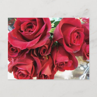 Red roses Save the Date postcard