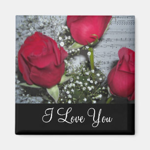 Red Roses Say I Love You Magnet
